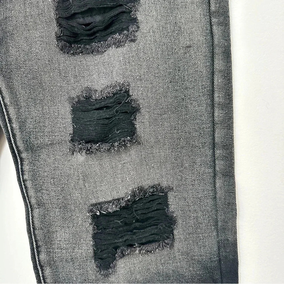 Distressed Two-Tone Denim 30 Tapered Y2K Grunge Punk Dirty Black Grey - Picture 4 of 8